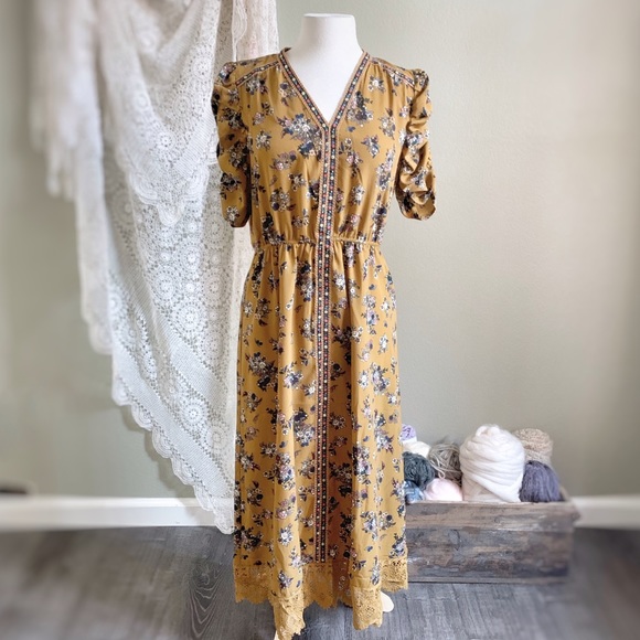 moon river floral midi dress